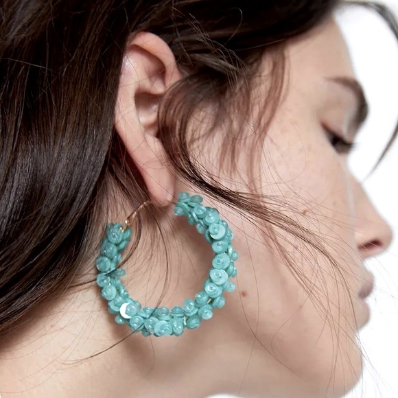 Zara Jewelry - 🌈2/$30 New Zara Beaded Hoop Earrings